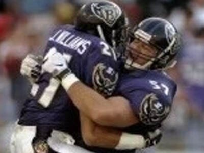 Courtesy Photo | (Photo courtesy John Williams) John Williams's teammate on the Baltimore Ravens celebrates William's big play during a game against the Houston Oilers.