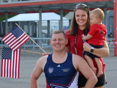 Courtesy Photo | (Photo courtesy Erin Blakley) Ret. Army Specialist Gerald Blakley with his wife Erin and son Milo at the 2023 Invictus Games in Düsseldorf, Germany.