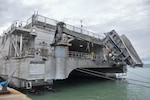 240103-N-XL526-016 DURRES, Albania (January 3, 2024) USNS Trenton tied portside at the conclusion of sea and anchor detail following the arrival into Durres, Albania, January 3, 2024. USNS Trenton is forward-deployed conducting scheduled port visits throughout the U.S. SIXTH Fleet area of operations. (U.S. Navy photo by Intelligence Specialist 3rd Class Brooke Minnich/Released)