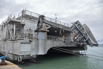 240103-N-XL526-016 DURRES, Albania (January 3, 2024) USNS Trenton tied portside at the conclusion of sea and anchor detail following the arrival into Durres, Albania, January 3, 2024. USNS Trenton is forward-deployed conducting scheduled port visits throughout the U.S. SIXTH Fleet area of operations. (U.S. Navy photo by Intelligence Specialist 3rd Class Brooke Minnich/Released)