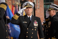 Vice Adm. James Downey assumed command from Rear Adm. Thomas Anderson as commander, Naval Sea Systems Command (NAVSEA) during a change of command ceremony at the Washington Navy Yard, Jan. 3. The ceremony was presided over by the Chief of Naval Operations Adm. Lisa Franchetti. (U.S. Navy photo by Laura Lakeway/RELEASED)