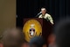 Sergeant Major of the Army gives a speech behind an Army Recruiting and Retention College podium