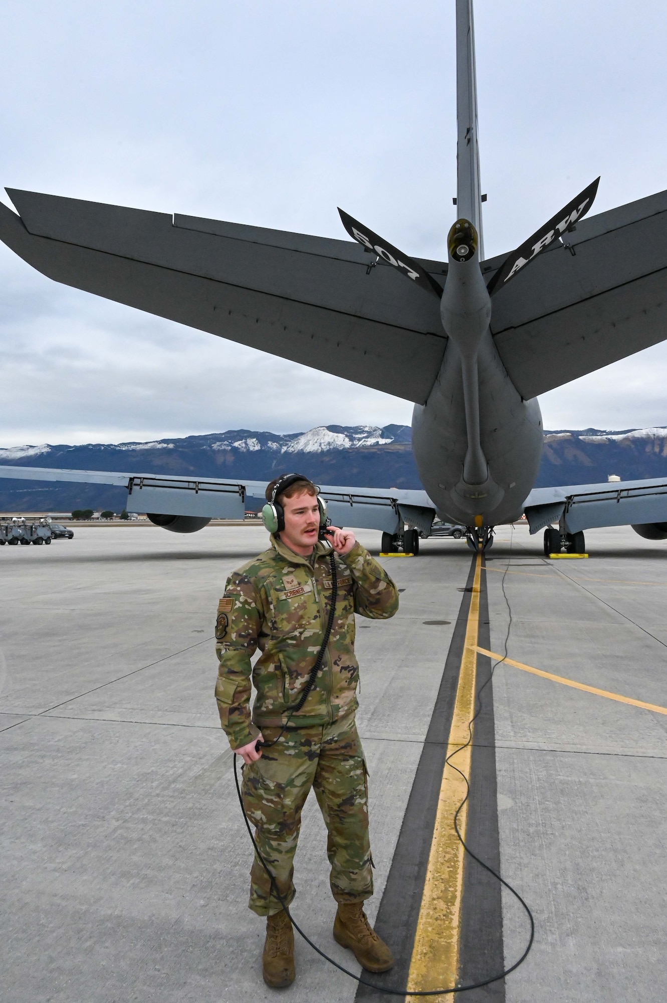 Maintainer conducts pre-flight duties