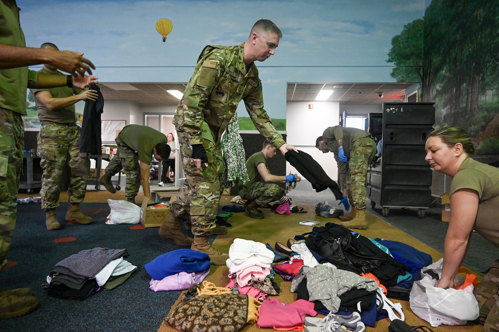 Ten members of the 445th Maintenance Squadron spent three hours sorting donations for Hope’s Closet at YWCA Dayton, Dec. 3, 2023. The sorting process included sorting through clothing donations and ensuring their serviceability, separating clothing by gender and size, and then hanging/folding them in the correct location of the Hope’s Closet “store.” The squadron also contributed an estimated $3,500 donation in toys, gift cards and clothing. YWCA Dayton is the domestic violence shelter, rape crisis center and 24/7 hotline for Montgomery and Preble Counties.