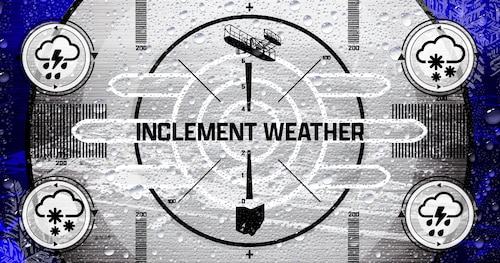 Inclement weather graphic. The art piece uses 88 ABW branding while themed to be reminiscent of old public broadcasting alerts.