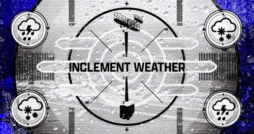 Inclement weather graphic. The art piece uses 88 ABW branding while themed to be reminiscent of old public broadcasting alerts.
