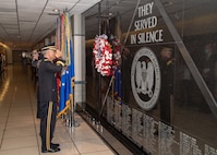 GEN Nakasone honors the cryptologic professionals who sacrificed their lives in service to this Nation at NSA's National Cryptologic Memorial Wall.