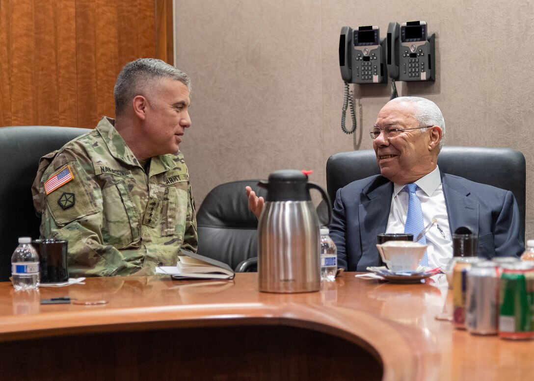 GEN Nakasone meets with Gen. Colin Powell.