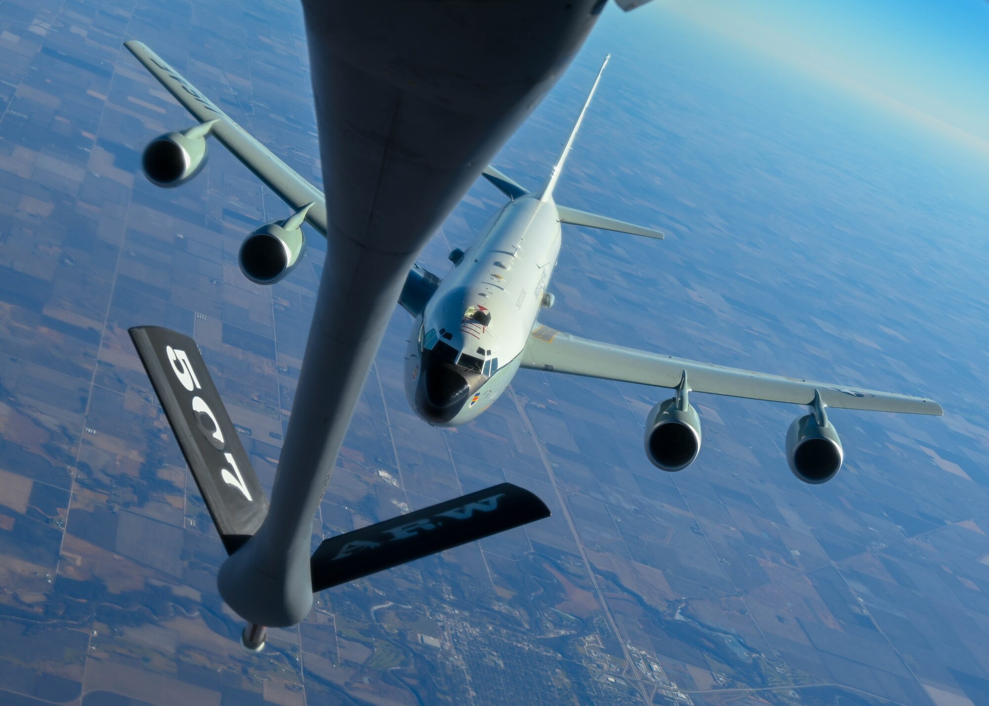 WC-135R flies behind KC-135