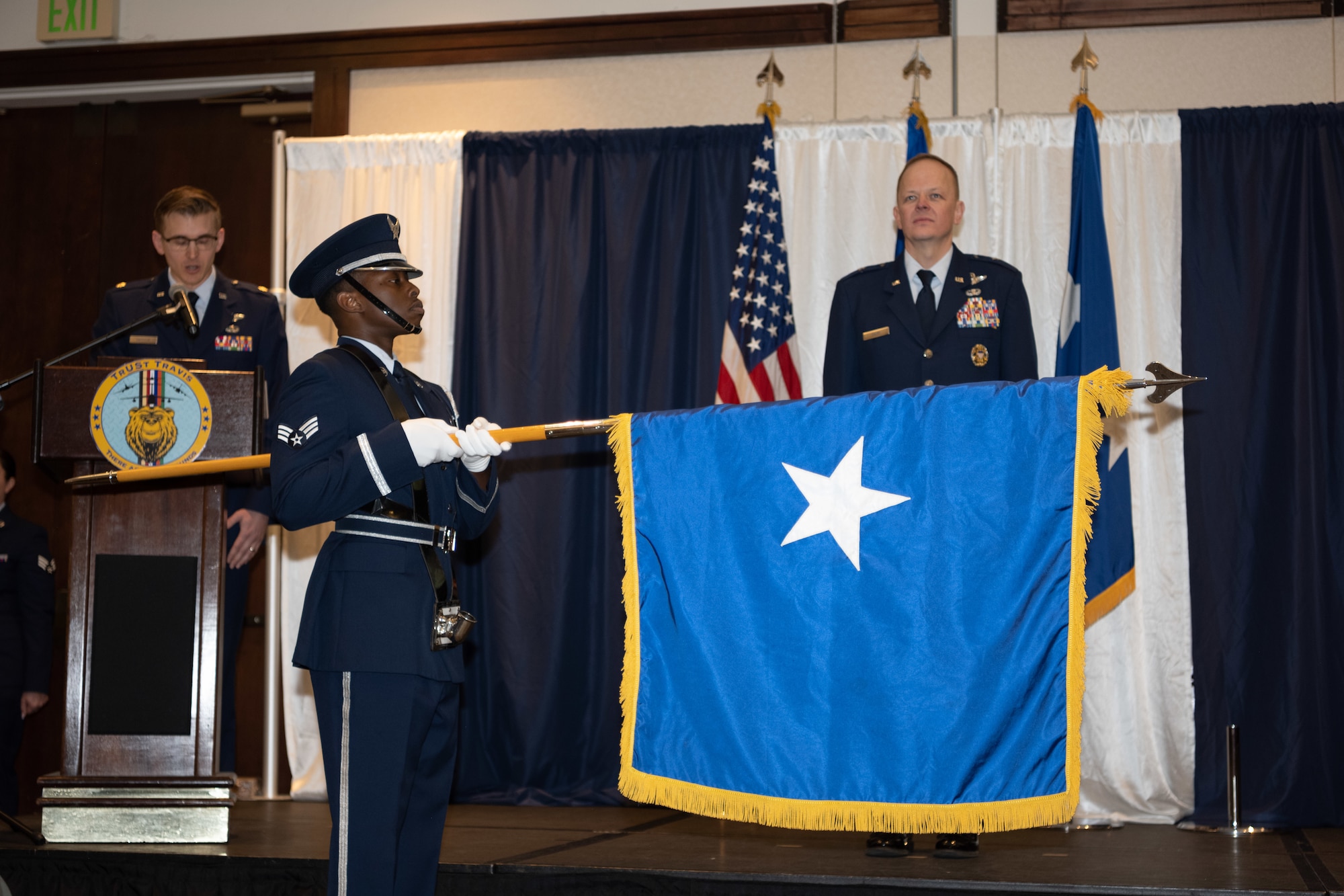 Honor guard presents personal flag to Salmi.