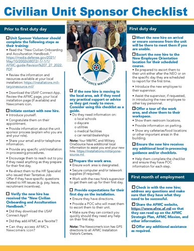 AFMC Sponsorship checklist