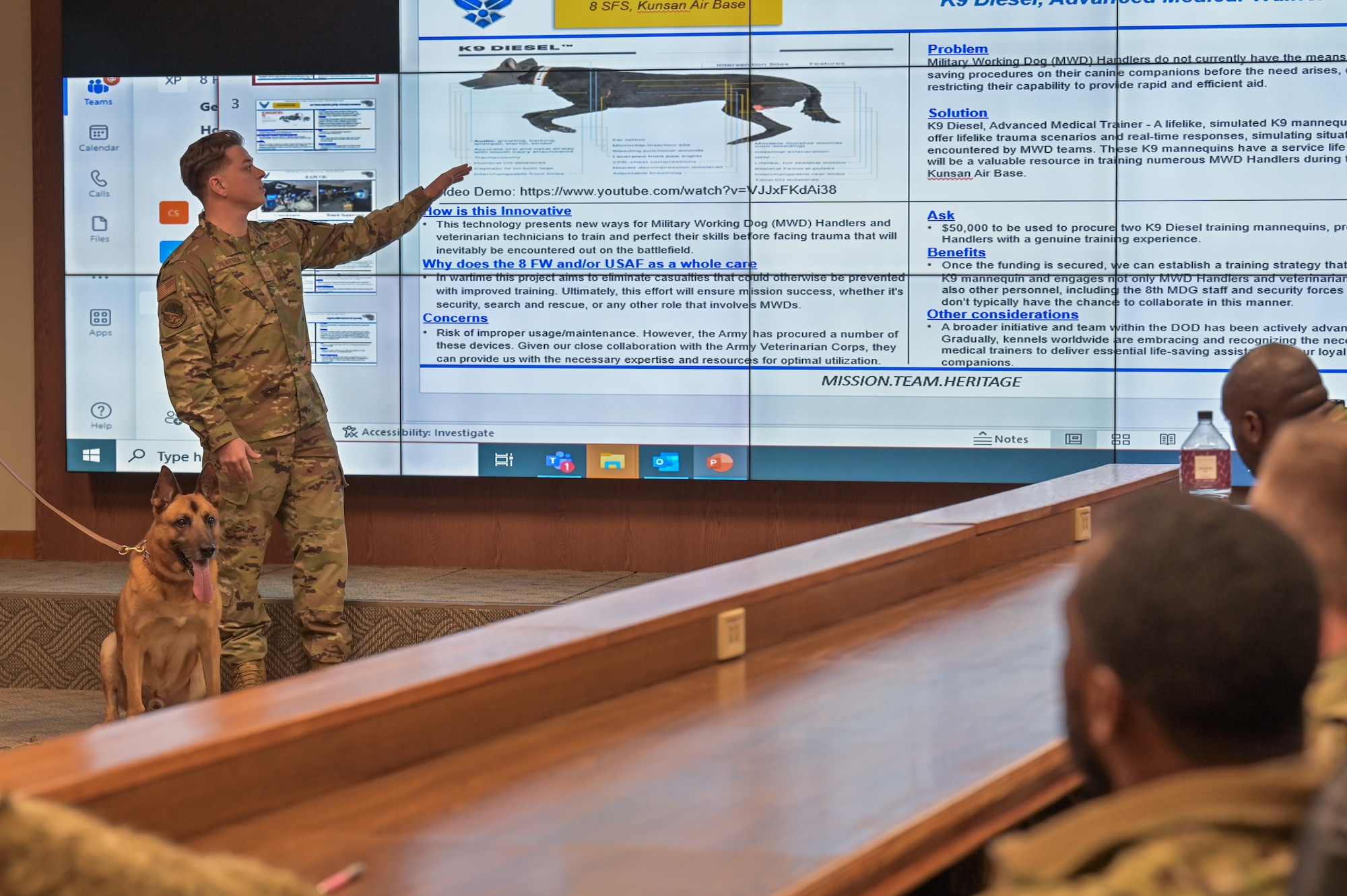An Airman presents their innovative idea at a Wolfwerx event at Kunsan Air Base
