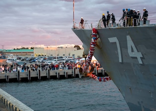USS McFaul  (DDG 74) returns to Naval Station Norfolk.