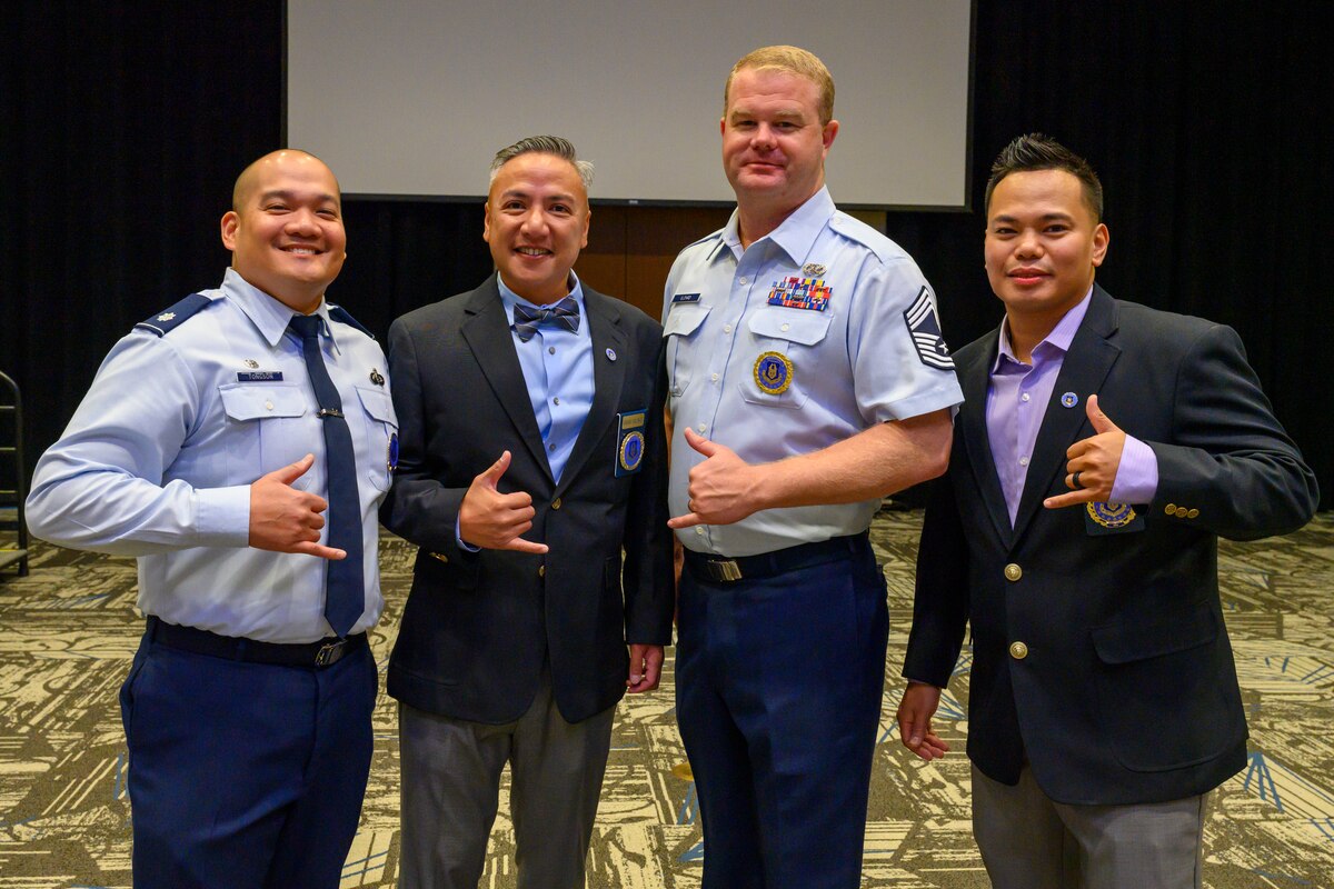 Air Force Reserve recruiters pose for a group photo during their annual training event Nov. 5, 2023 at St. Charles, Ill.