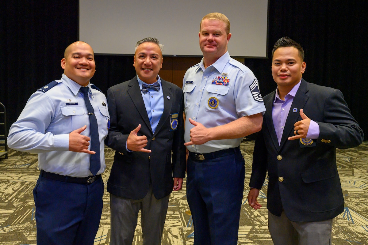 Air Force Reserve recruiters pose for a group photo during their annual training event Nov. 5, 2023 at St. Charles, Ill.