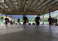 Hawaii Army National Guard Soldiers in the Recruit Sustainment Program (RSP) took the Occupational Physical Assessment Test (OPAT) at the 298th Regiment, Multi-Functional Training Unit (RTI), March 4, 2017. The Purpose of the test is to predict a recruit’s fitness ability required to meet the demands of their selected occupational demands of their selected occupational field. The soldiers in this photo are taking the interval aerobic run test which is uesd to assess aerobic capacity. (U.S. Army Photo By Chavaughn Washington/Released)