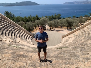 Turkish LEAP Scholar Capt. William “Billy” Vician visiting the seaside town of Kaş, Türkiye. (Courtesy Photo)