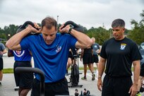 Senior leaders of the 82nd Airborne Division participate in a workout from the Army’s Holistic Health and Fitness Program (H2F) during an 82nd Airborne Division Senior Leadership Summit on Fort Bragg, N.C, September 30, 2021. The H2F is being implemented in the 82nd Airborne Division and will play an important role in Paratroopers’ health and fitness. (Photo by Cpl. Hunter Garcia).