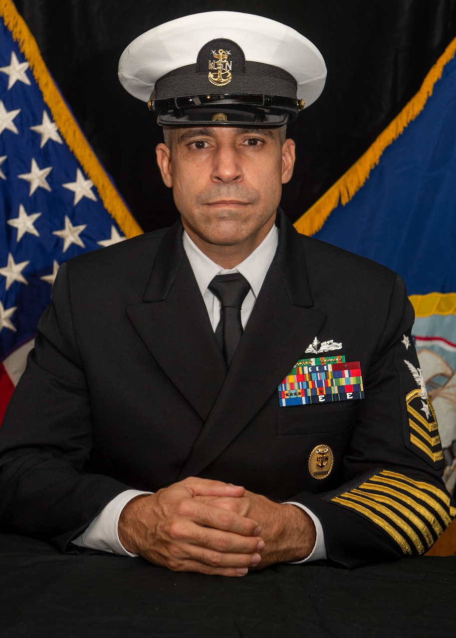 Official studio photo of CMDCM Jans Valdespou, Command Master Chief, USS Wasp (LHD 1)