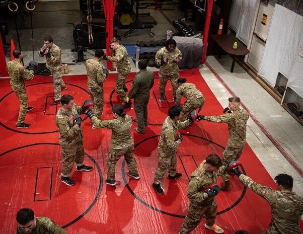 U.S. Air Force Air Commandos with the 27th Special Operations Wing practice basic combat techniques during the Special Operations Task Unit-192 course with the 371st Special Operations Combat Training Squadron at Cannon Air Force Base, N.M., Oct. 27, 2023. The course curriculum included medical response training, radio communications and combat exercises.