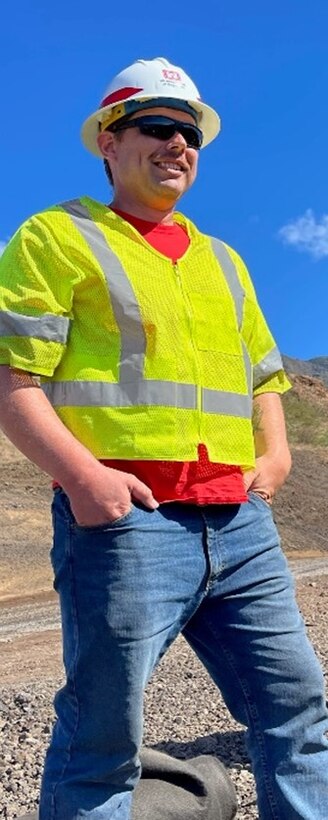 Justin Lind, quality assurance, monitoring the construction of the Temporary Disposal Site (TDS) outside Lahaina in support of the Maui Wildfires.