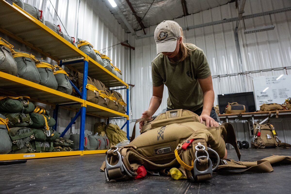 Airmen prepare aircrew flight equipment.