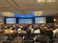 Chief of Naval Operations Adm. Lisa Franchetti gives the keynote address at the Surface Navy Association's 36th Annual National Symposium at the Hyatt Regency Crystal City in Washington D.C., Jan. 9.