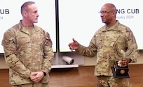 Maj. Gen. Rodney Boyd, the Assistant Adjutant General - Army for the Illinois National Guard and the Commander of the Illinois Army National Guard, presents Air Force Col. Shawn Strahle, the Deputy Commander of the Illinois Air National Guard's 183rd Wing, with the Illinois Army National Guard Staff Eagle. Boyd also presented Strahle with the Meritorious Service Medal for more than four years of service as the Director of Information Management, part of the Illinois Army National Guard's staff. Both were presented to Strahle in front of the Illinois Army National Guard staff on January 9 at the Guard's headquarters on Camp Lincoln in Springfield.
Strahle is a resident of Chatham, Illinois, and a native of Dugger, Indiana. He served as the Illinois National Guard's Director of Information Management from May 2019 to September 2023. The medal citation reads "Colonel Strahle demonstrated extraordinary leadership, expertise, and devotion to duty that greatly enhanced the overall readiness regulatory compliance and operational success of the Illinois Army National Guard."