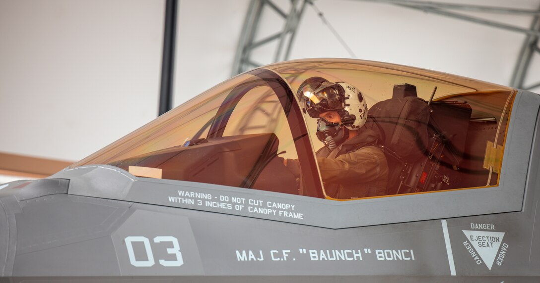 U.S. Marine Corps Lt. Col. Brian Hansell, Marine Fighter Attack Squadron (VMFA) 542 commanding officer, prepares for flight operations at Marine Corps Air Station Cherry Point, North Carolina, Dec. 28, 2023. VMFA-542 pilots conducted routine flight operations to maintain proficiency and achieve training objectives in support of 2nd Marine Aircraft Wing missions. The F-35B Lightning II is designed to meet an advanced threat while improving lethality, survivability, and supportability. (U.S. Marine Corps photo by Staff Sgt. Daisha Ramirez)