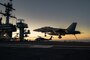 A U.S. Navy F/A-18 Hornet, attached to Strike Fighter Squadron (VFA) 106, lands aboard the Nimitz-class aircraft carrier USS George Washington (CVN 73), while the ship is underway in the Atlantic Ocean, Oct. 25, 2023. George Washington is underway in support of carrier qualifications. (U.S. Navy photo by Mass Communication Specialist 2nd Class Nicholas Russell)