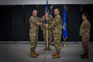The 419th Civil Engineer Squadron held a change of command ceremony here Jan. 7, 2024, as Lt. Col. Jennifer Burghdorf relinquished command to Maj. Michael Hanagan.