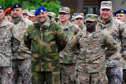 Soldiers stand in formation