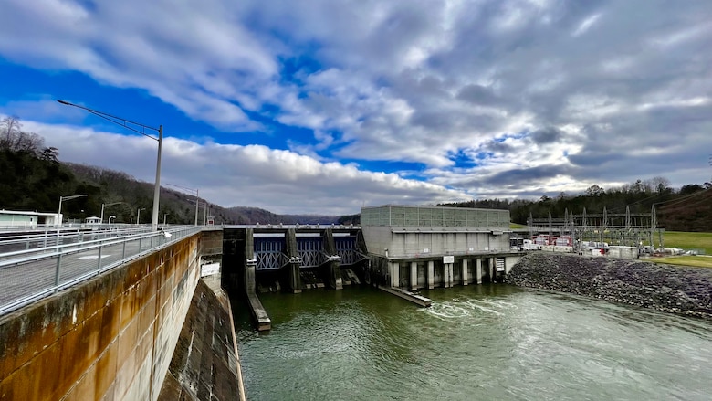 A beautiful view of Melton Hill Dam Jan. 3, 2022 on the Clinch River in Lenoir City, Tennessee. The U.S. Army Corps of Engineers Nashville District operates and maintains the lock at the Tennessee Valley Authority project. (USACE Photo by Leon Roberts)