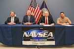 Aerojet Rocketdyne, an L3Harris Technologies company, and Naval Surface Warfare Center Indian Head Division (NSWC IHD) have signed a multi-year agreement to increase production for solid rocket motors.  [Pictured left to right: Tyler Evans, President of Missile Solutions, Aerojet Rocketdyne; Ross Niebergall, President, Aerojet Rocketdyne; Ashley Johnson, Technical Director, NSWC IHD; Navy Capt. Steve Duba, Commanding Officer, NSWC IHD]