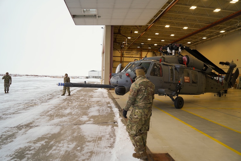 Airmen from the Alaska Air National Guard 176th Aircraft Maintenance from Joint Base Elmendorf-Richardson, Alaska, and the active duty 718th Aircraft Maintenance Squadron from Kadena Air Base, Japan, conducted a joint operation to transport an HH-60G Pave Hawk helicopter from Bethel to JBER in early January 2024.