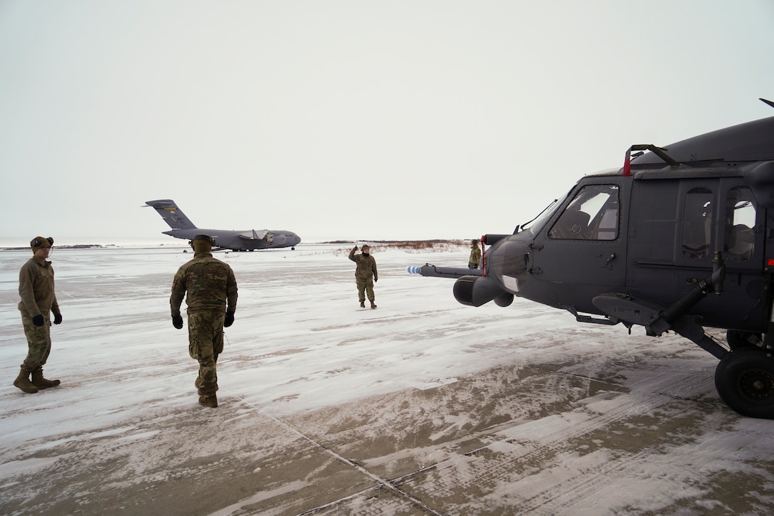 Airmen from the Alaska Air National Guard 176th Aircraft Maintenance from Joint Base Elmendorf-Richardson, Alaska, and the active duty 718th Aircraft Maintenance Squadron from Kadena Air Base, Japan, conducted a joint operation to transport an HH-60G Pave Hawk helicopter from Bethel to JBER in early January 2024.