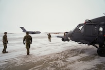 Airmen from the Alaska Air National Guard 176th Aircraft Maintenance from Joint Base Elmendorf-Richardson, Alaska, and the active duty 718th Aircraft Maintenance Squadron from Kadena Air Base, Japan, conducted a joint operation to transport an HH-60G Pave Hawk helicopter from Bethel to JBER in early January 2024.