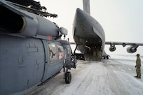 Airmen from the Alaska Air National Guard 176th Aircraft Maintenance from Joint Base Elmendorf-Richardson, Alaska, and the active duty 718th Aircraft Maintenance Squadron from Kadena Air Base, Japan, conducted a joint operation to transport an HH-60G Pave Hawk helicopter from Bethel to JBER in early January 2024.