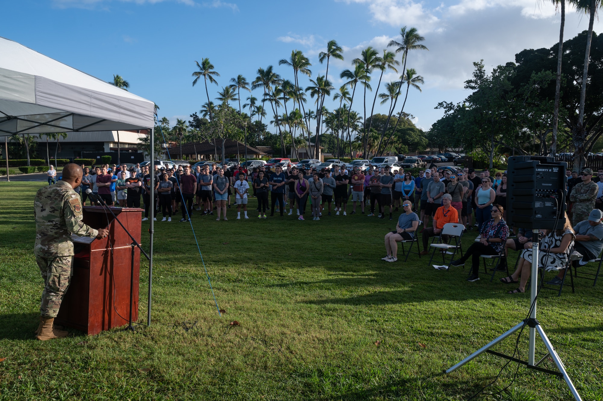 Airmen attend ceremony.