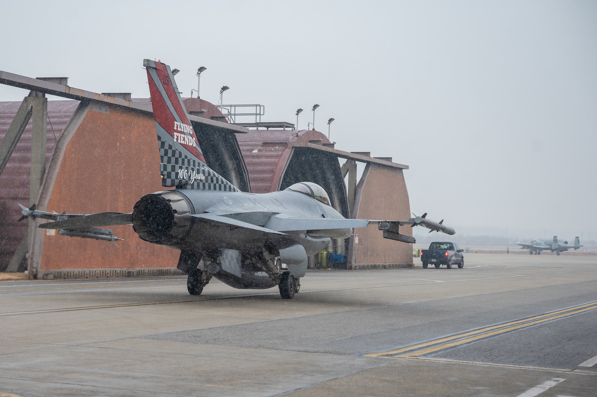 A U.S. Air Force F-16 Fighting Falcon prepares to taxi a runway at Osan Air Base, Republic of Korea, Jan. 9, 2024. The F-16 has been a crucial part of the 36th Fighter Squadron since its adoption in 1993, and training with it allows pilots to continue being ready to encounter any potential threats. (U.S. Air Force photo by Airman 1st Class Chase Verzaal)