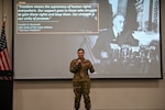 A U.S. Air Force Maj. gives a presentation.