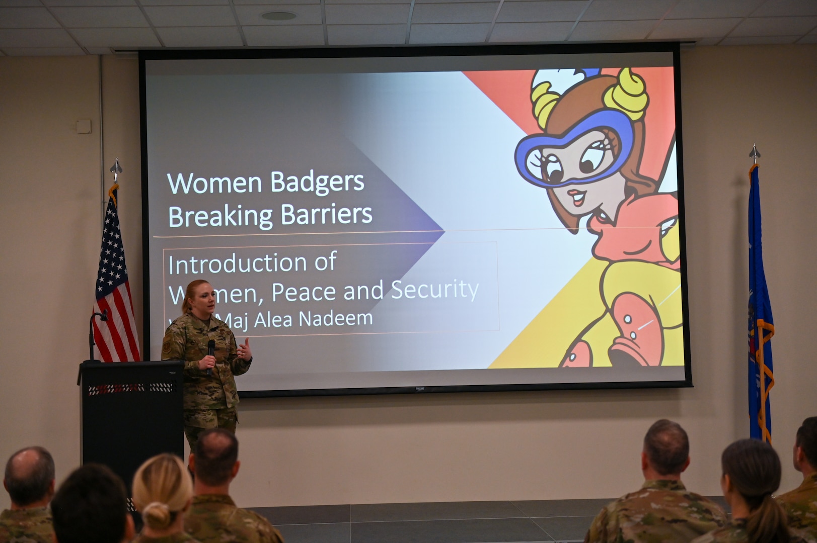 A U.S. Air Force Capt. gives a presentation.