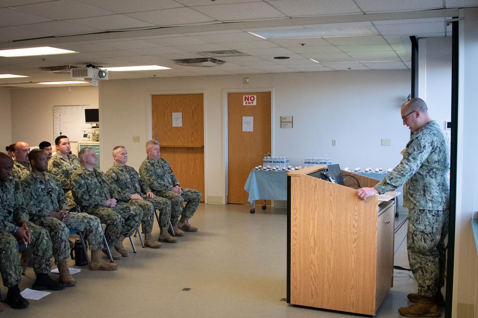 A Sailor serving aboard Naval Health Clinic Cherry Point reads a portion of the “I Have a Dream” speech during a special observance held Thursday, January 11 celebrating the life and legacy of Martin Luther King Jr.