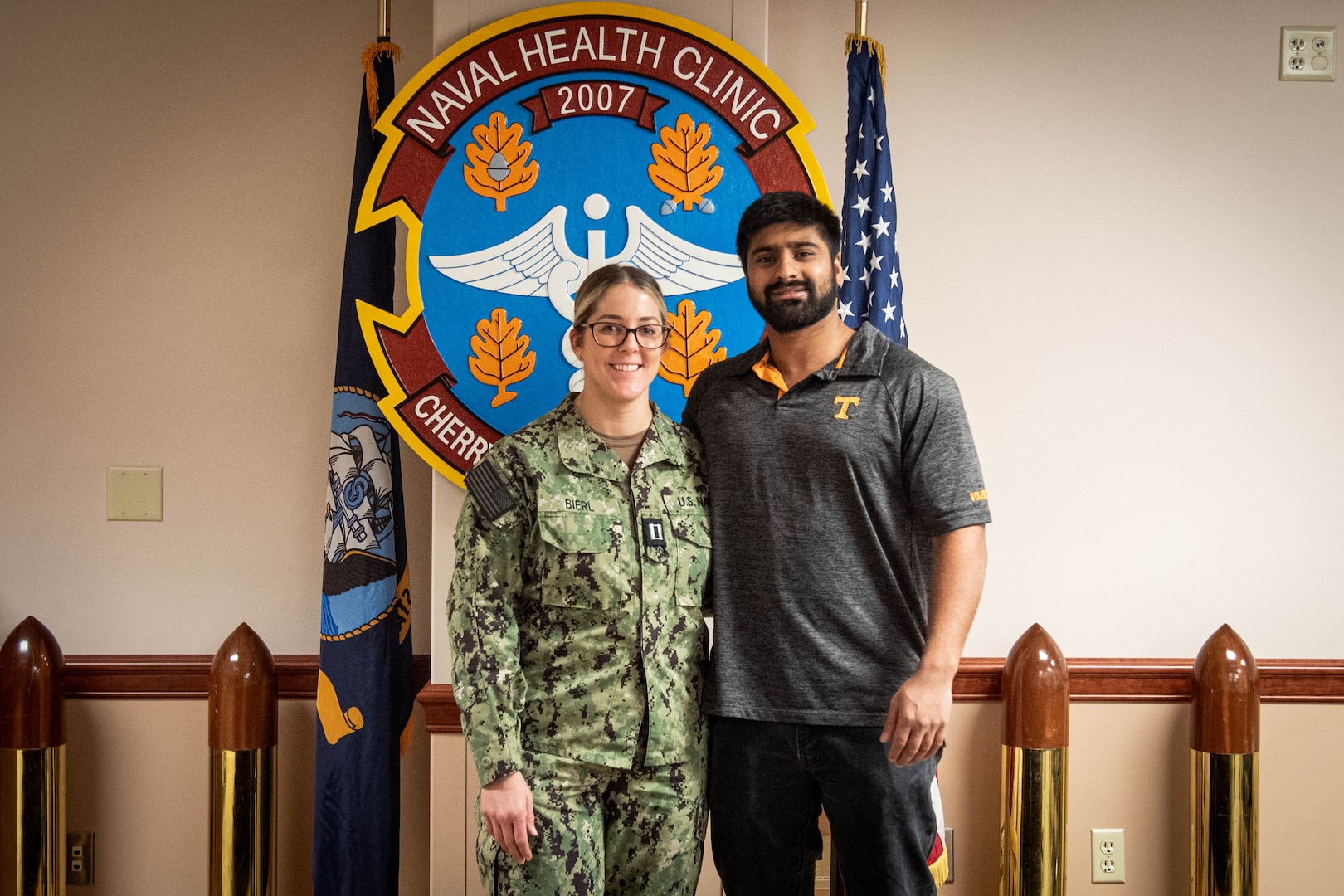 Navy Lt. Tess Bierl promoted from the rank of Lt. j.g. during a ceremony held Wednesday, January 10 aboard Naval Health Clinic Cherry Point.  Bierl serves in the clinic’s Patient Centered Medical Home and its Occupational Health clinic.