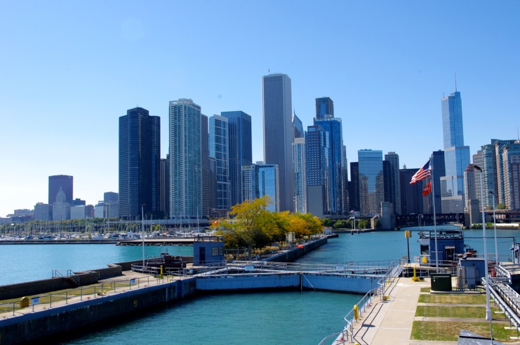 Chicago harbor lock looking twords chicago