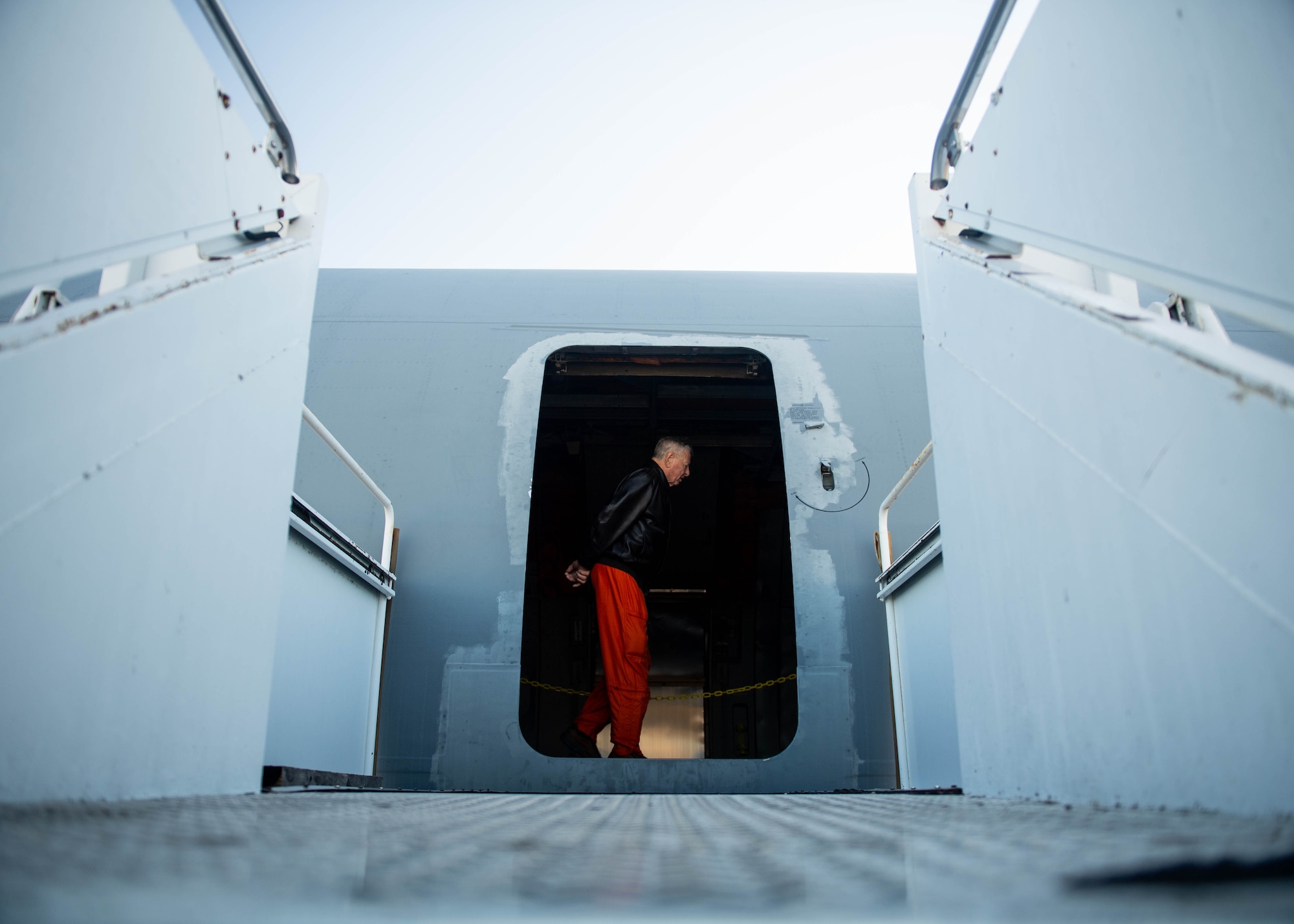 Retired U.S. Air Force Chief Master Sgt. Billy Meeks walks KC-10A 79-0433 at Dover Air Force Base, Delaware, Dec. 12, 2023. Meeks and retired U.S. Air Force Master Sgt. Jimmy Cronwell were members of the flight test crew for the KC-10A 79-0433 as boom operators. Meeks and Cronwell were instrumental in establishing boom operations in the KC-10A. Tail number 79-0433 was the first of 60 KC-10A aircraft produced for the Air Force by McDonnell-Douglas and used primarily for aerial refueling. (U.S. Air Force photo by Tech. Sgt. J.D. Strong II)