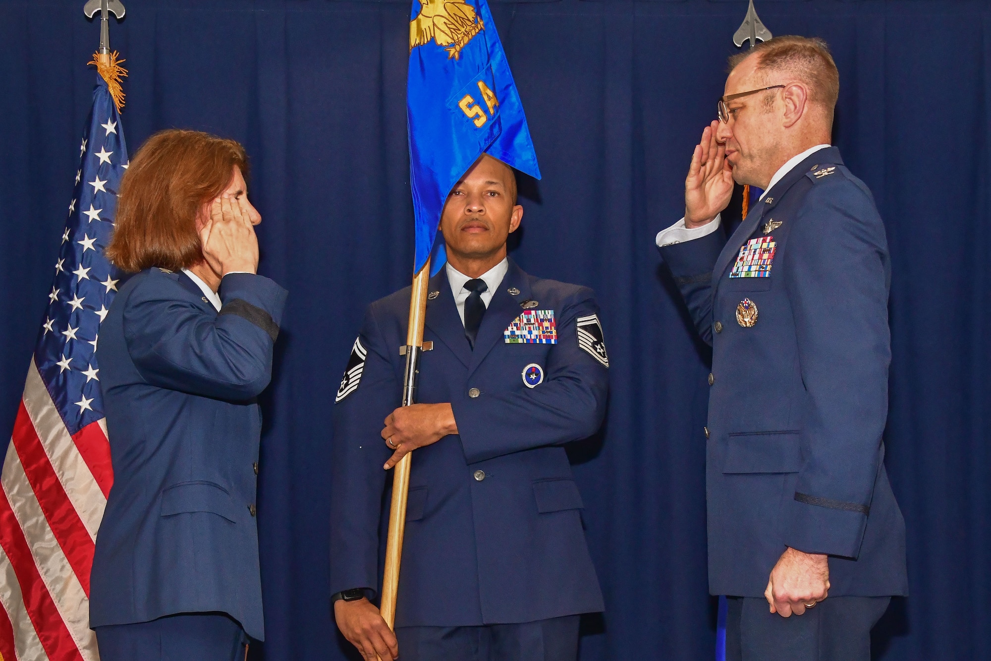 transition of leadership for the School of Advanced Air and Space Studies, where Colonel Jason Trew handed over command to Colonel Robert O'Keefe