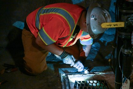 A member in support of Joint Task Force-Red Hill (JTF-RH) begins the process of removing residual fuel from the Red Hill Bulk Fuel Storage Facility Jan. 15, 2024, Halawa, Hawaii.
