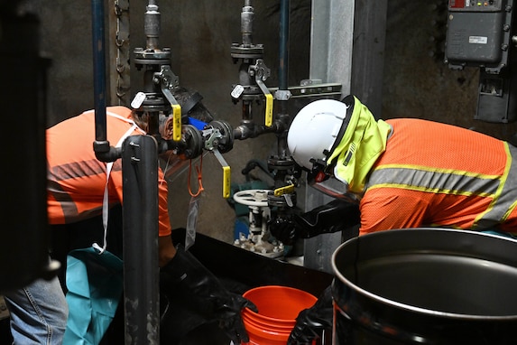 Personnel in support of Joint Task Force-Red Hill (JTF-RH) begin the process of residual fuel removal from the Red Hill Bulk Fuel Storage Facility Jan. 15, 2024, Halawa, Hawaii.