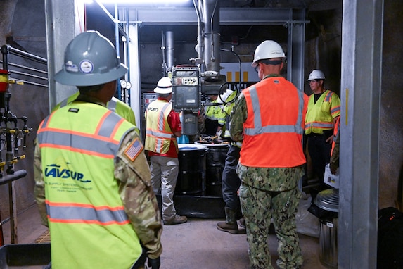 Personnel in support of Joint Task Force-Red Hill (JTF-RH) begin the process of residual fuel removal from the Red Hill Bulk Fuel Storage Facility Jan. 15, 2024, Halawa, Hawaii.